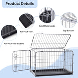 Collapsible Dog Crate for Small Dogs - 30 inch Escape Proof Metal Dog Kennel with Double Door