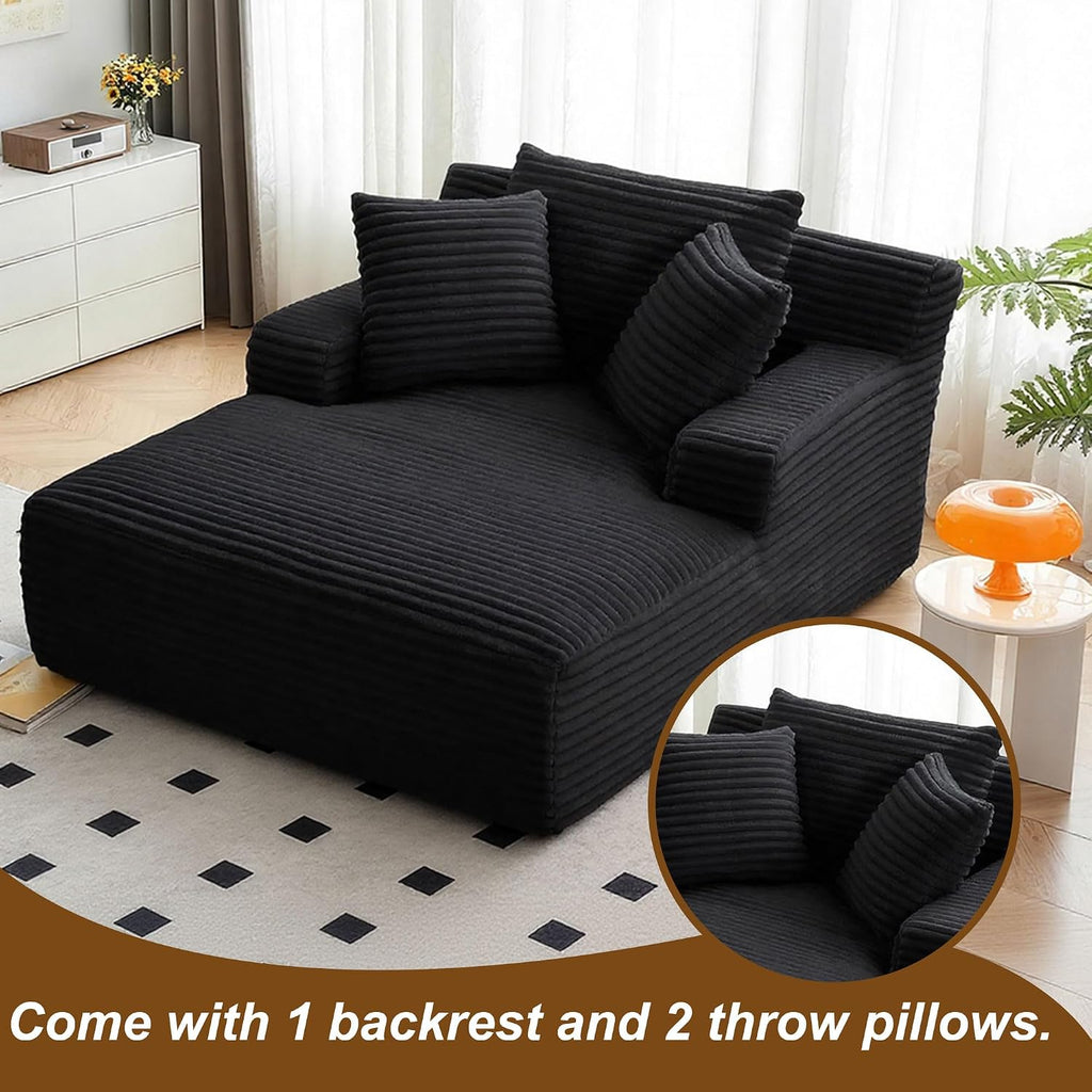 66" Oversized Chaise Lounge Chair Indoor, Corduroy Boneless Chaise Lounge Chair, Deep Seat Oversized Comfy Reading