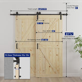 Double 36"x80" Bypass Barn Door with 6.6FT Track Hardware Kit Included, Unfinished Solid Wood, DIY S