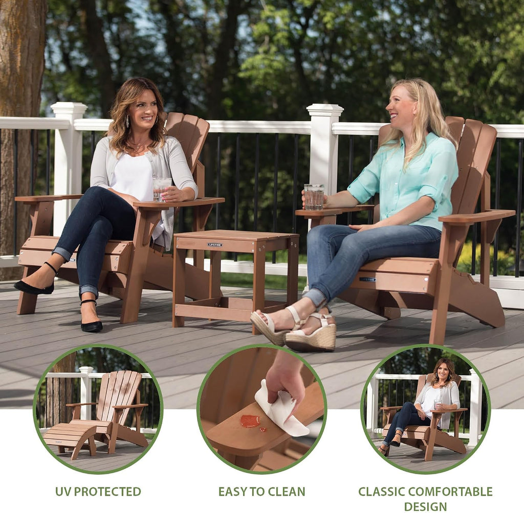 Faux-Wood Adirondack Chair, Weather-Resistant Polystyrene, UV-Protected, 300 lb Capacity, Low-Maintenance Outdoor