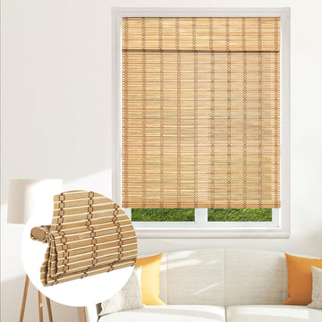 Cordless Bamboo Blinds Shades, Light Filtering Bamboo Roller Shades Natural Roman Blind Shade, Roll Up Blind