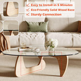 Modern Coffee Table and Small Spaces, 43.3" x 29.5" x 15.8" Triangle Tempered Glass Table Top and Eco-Friendly Solid