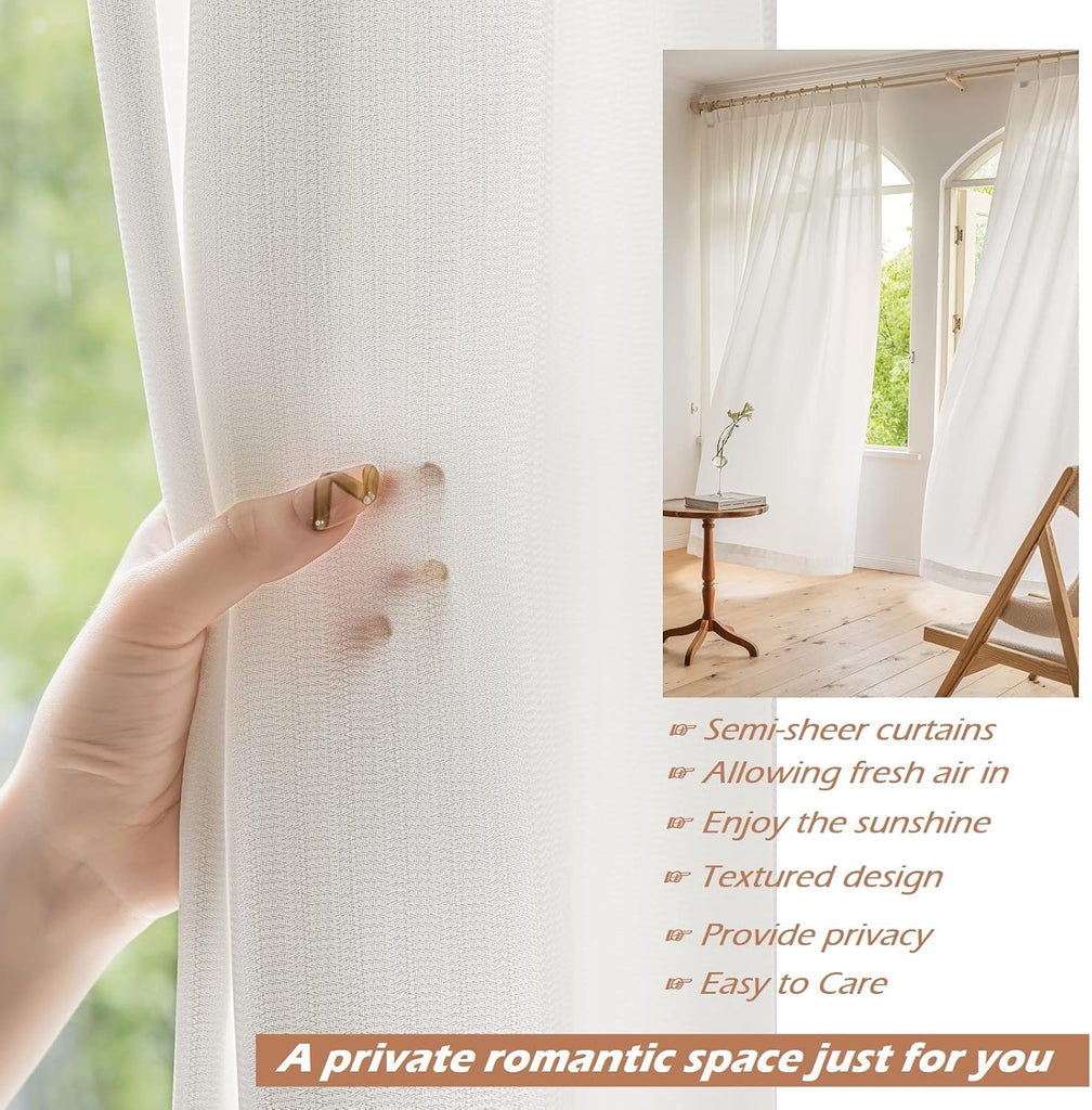 Elegant Sheer Lace Curtains 96 Inches Long Paisley Vintage Floral Privacy Semi Sheer Voile Draperies Window Curtains