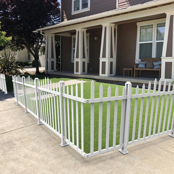2 Sets 36" H x 84" L Vinyl White Picket Fence Panels No Ground Spike Decorative Fencing for Pool Garden Backyard