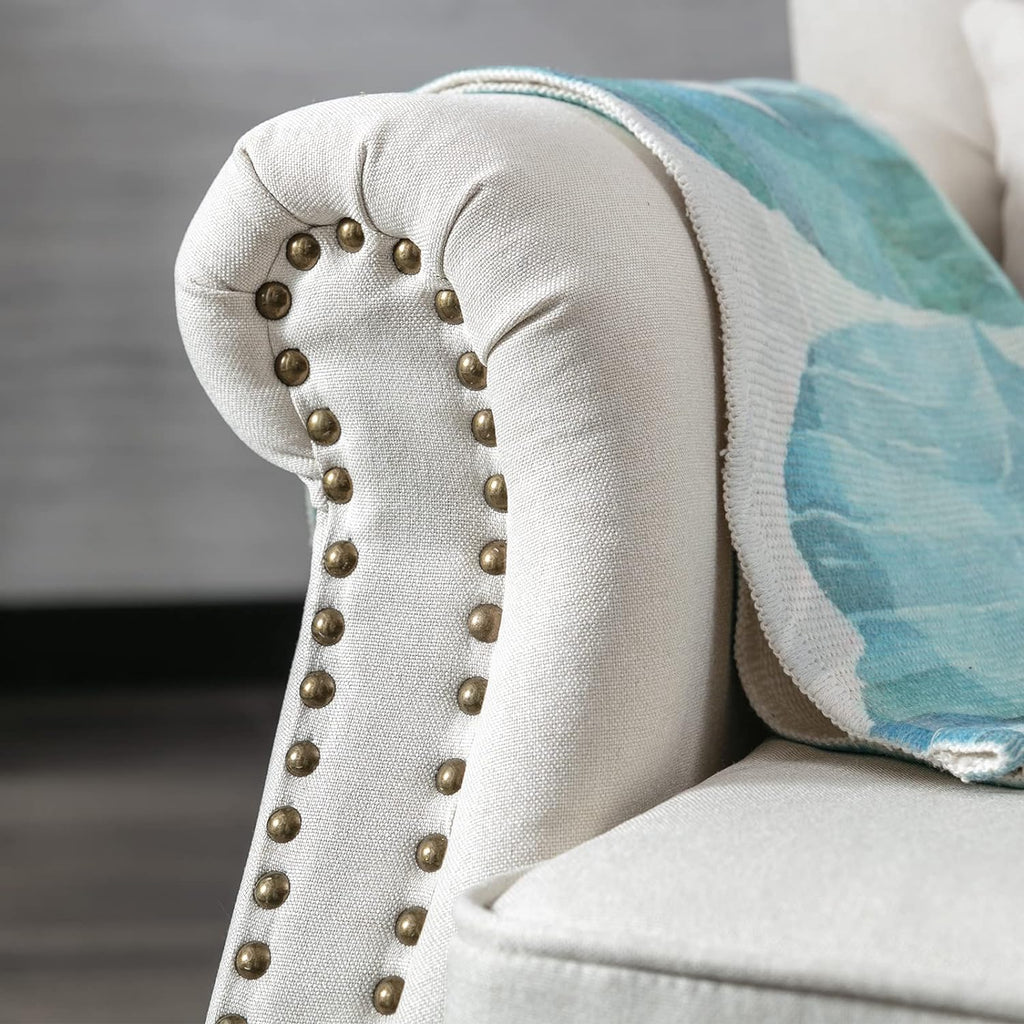 Accent Reading Arm Chairs with Ottoman Bedroom, Midcentury Modern Comfy Corner Sofa Chair, Wingback Waiting Room Club