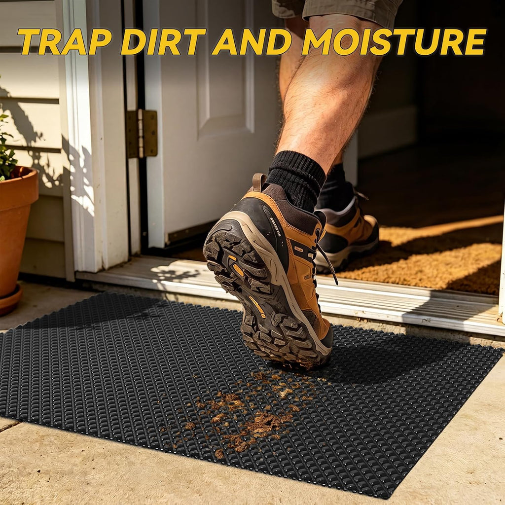 Front Door Mat Outside Entrance, Non Slip Doormat, Black 24"x36"