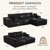 113" Boneless Sectional Couch for Living Room, L Shaped Sectional Sofa Couch with Right Chaise Longue