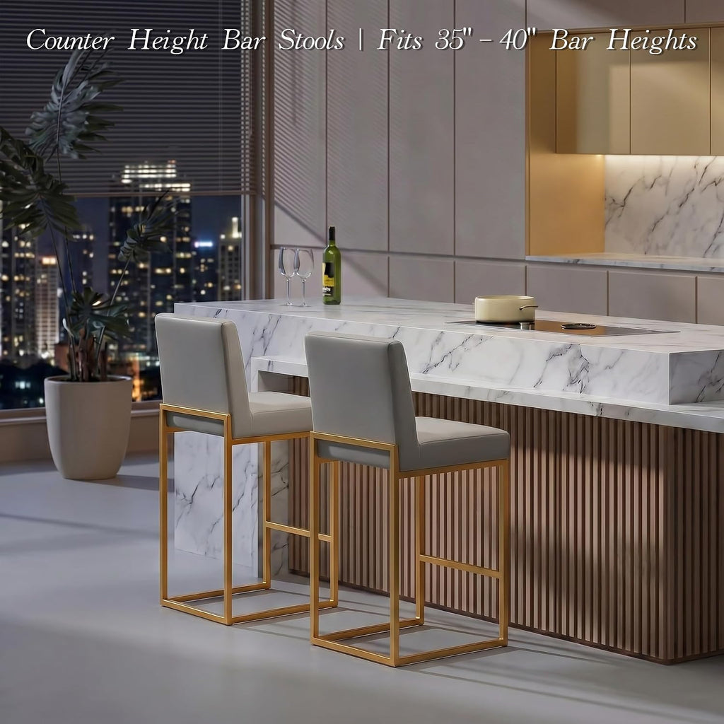 Modern Bar Stools Set of 4,Counter Height Bar Stools,26" PU Leather Modern Kitchen BarStools with Backs,Bar Chairs