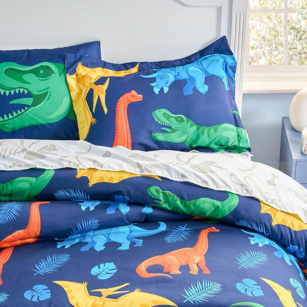 Kid Comforter Set 5 Piece Dinosaur Bedding Set for Boys Girls Super Soft Microfiber Bed in a Bag