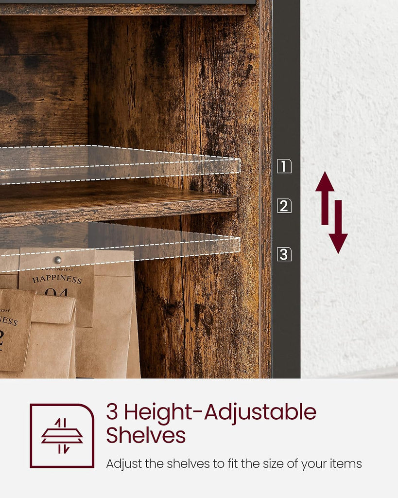 Buffet Cabinet, Coffee Bar Storage Cabinet, Sideboard with 2 Sliding Barn Doors, Adjustable Shelves, 13 x 39.4 x 31.5