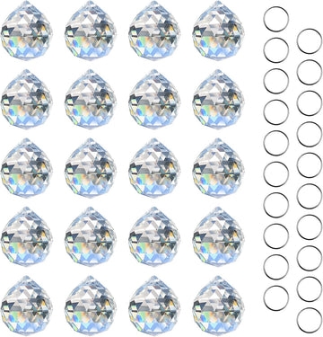 Clear Crystal Prism Ball with Metal Ring for Sun Catcher, Rainbow Makers Window Crystals, Sun Catchers Indoor Window