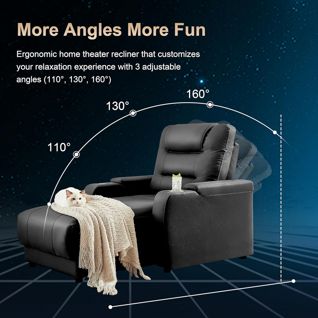 Home Theater Seating Power Recliner Sofa Chair Faux Leather Gaming Couch Living Room Chair with Adjustable Backrest