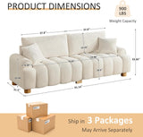 VANOMi Boucle Sofa Couch, 91" Comfy Tufted Upholstered Cloud Couches, Modern 3 Seater Sofa with Pillows