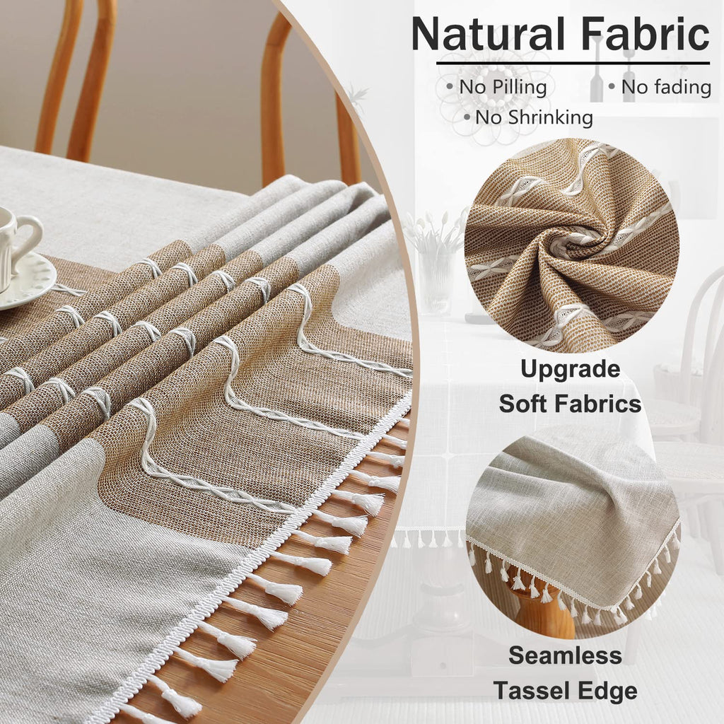 Tablecloths for Rectangle Tables, Cotton Linen Table Cloth Waterproof Tablecloth Wrinkle Free Farmhouse Dining Tables