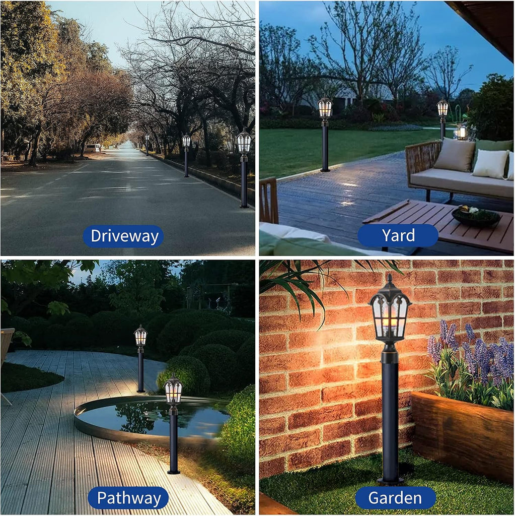 Dusk to Dawn Outdoor Lamp Post Lights Waterproof Exterior Pole Lantern Lighting Fixtures with 3-Inch Pier Mount Base