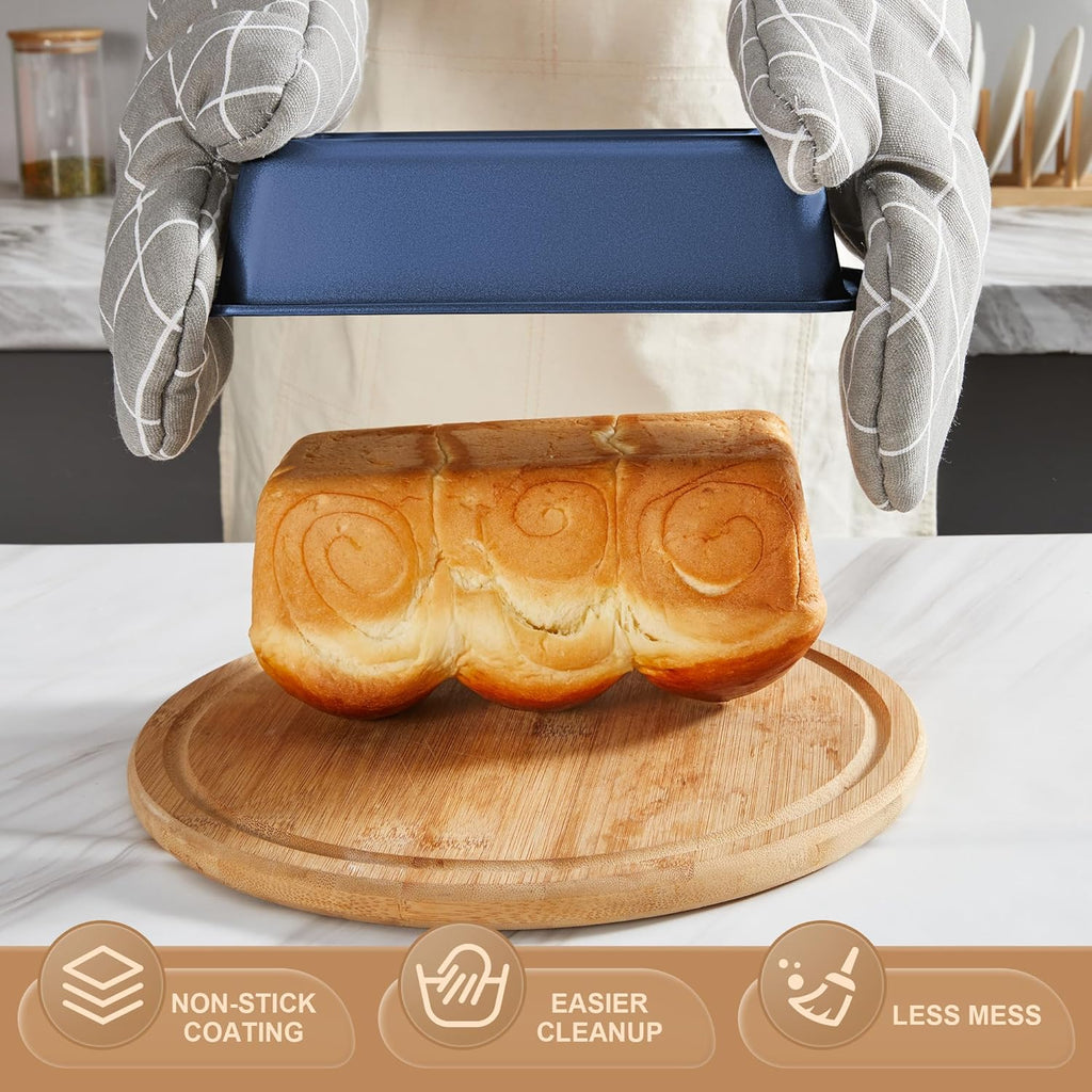 Bakeware Sets, Pans Set, Nonstick Oven Pan with Wider Grips, 10-Piece Including Rack, Cookie Sheet, Cake Pans, Loaf