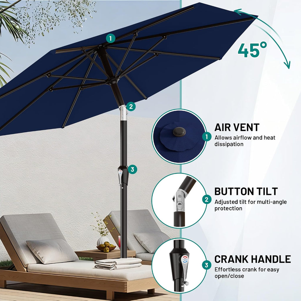10 FT Outdoor Patio Umbrella, Patio Table Umbrella with Push Button Tilt and Crank