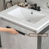 20-Inch Floating Bathroom Vanity with Sink – Wall-Mounted Modern Cabinet with Soft-Close Large Door, Grey