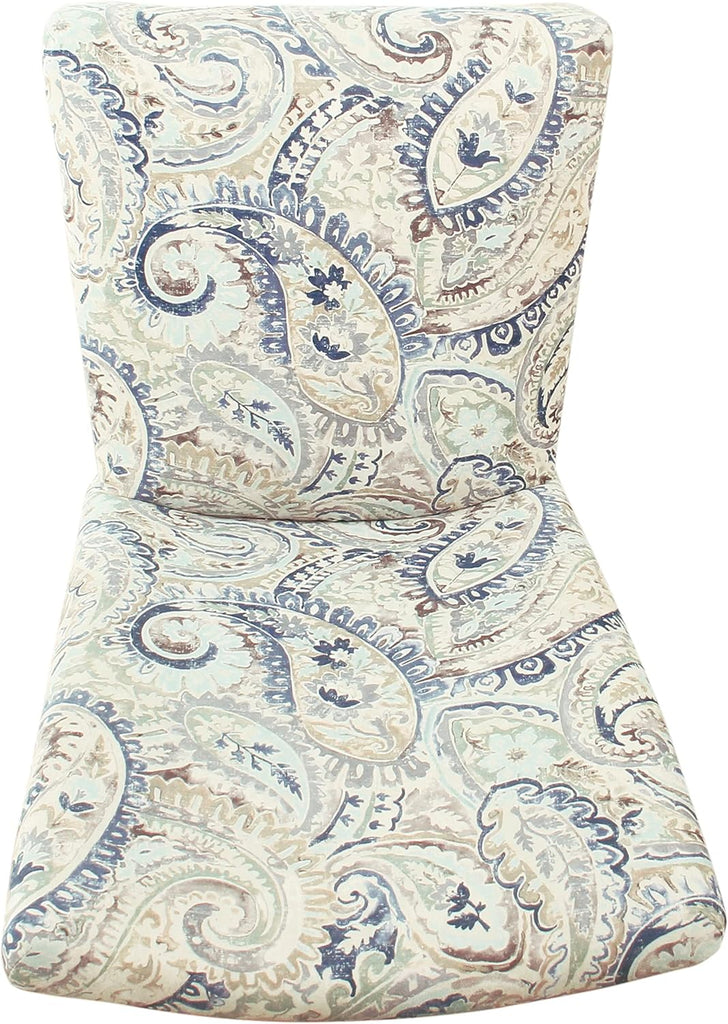Classic Parsons Dining Chair - Blue Velvet Paisley Print (Set of 2)