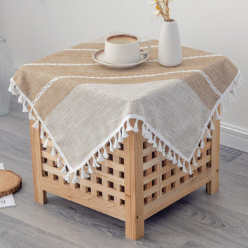 Waterproof Cotton Linen Washable Square Coffee Tablecloth 24x24 Inch