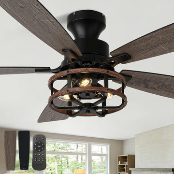 52 Inch Flush Mount Farmhouse Ceiling Fan with Light