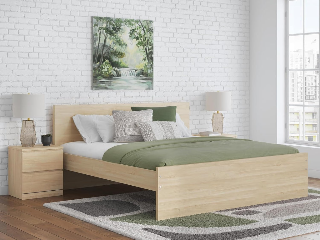 Contemporary Panel Headboard with Natural Finish, King, Light Brown