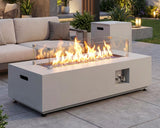 42" Outdoor Propane Fire Pit Table, 50,000 BTU Rectangle Natural Gas Firepit with Tank Table, No Assembly Low Profile Fire Table for Outside Patio &
