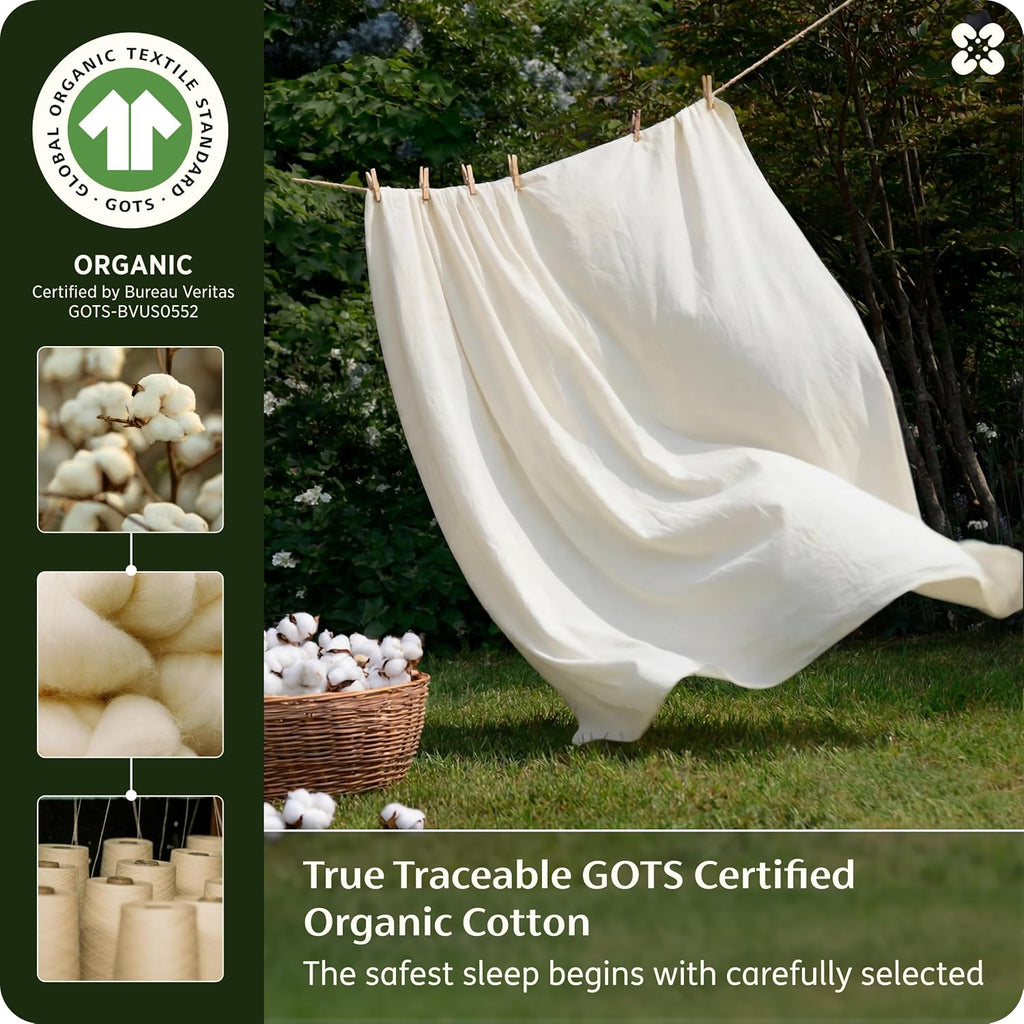PureWoven 100% GOTS Certified Organic Cotton Sheets, King 4PCS - Set of 4