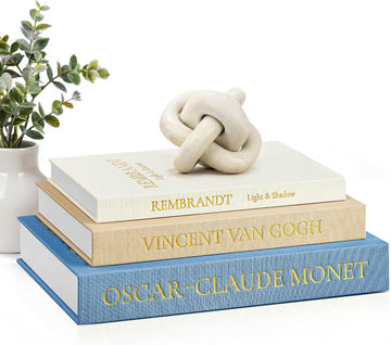 Aesthetic Decorative Books, Set of 3 Linen Faux Book Boxes, Blue | Stylish Storage Boxes Decor, Photo Organization, &