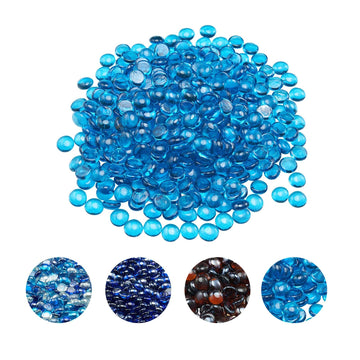 Fire Glass, 20 lbs, Caribbean Blue, 3/4 Inch High-Temperature Resistant Reflective Glass Beads, Smokeless Fire Pit