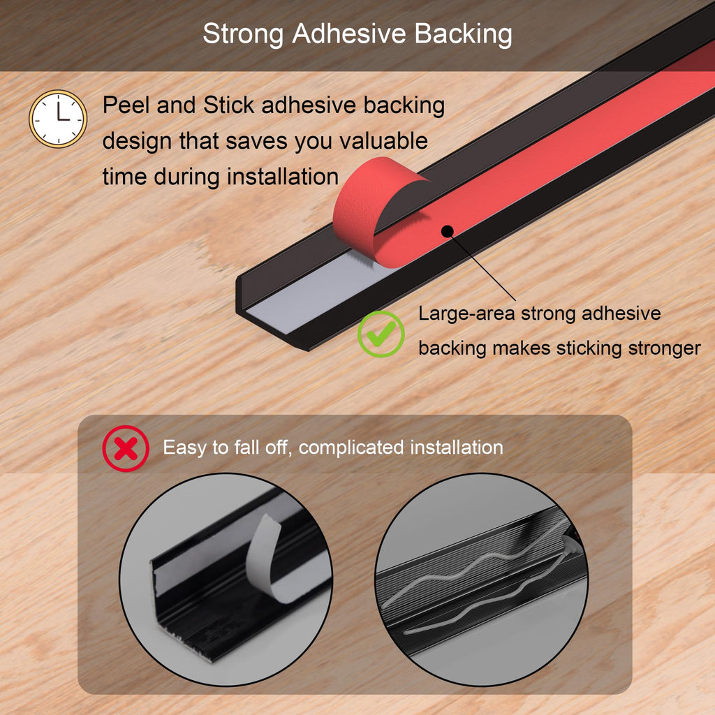 10-Pack 12 Inch Peel and Stick Aluminum Tile Trim, Decorative Kitchen Backsplash Trim Edge, Self Adhesive Tile Liner