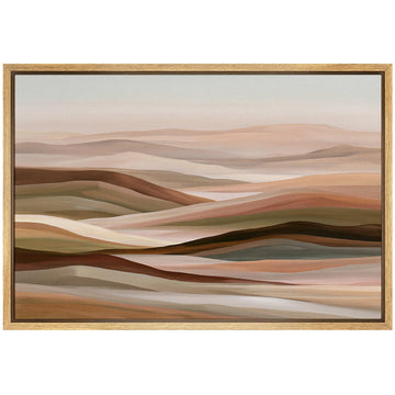 Framed Canvas Print Wall Art Earth Tone Abstract Rolling Hills Illustrations Modern Art Decorative Zen - 16"" x24