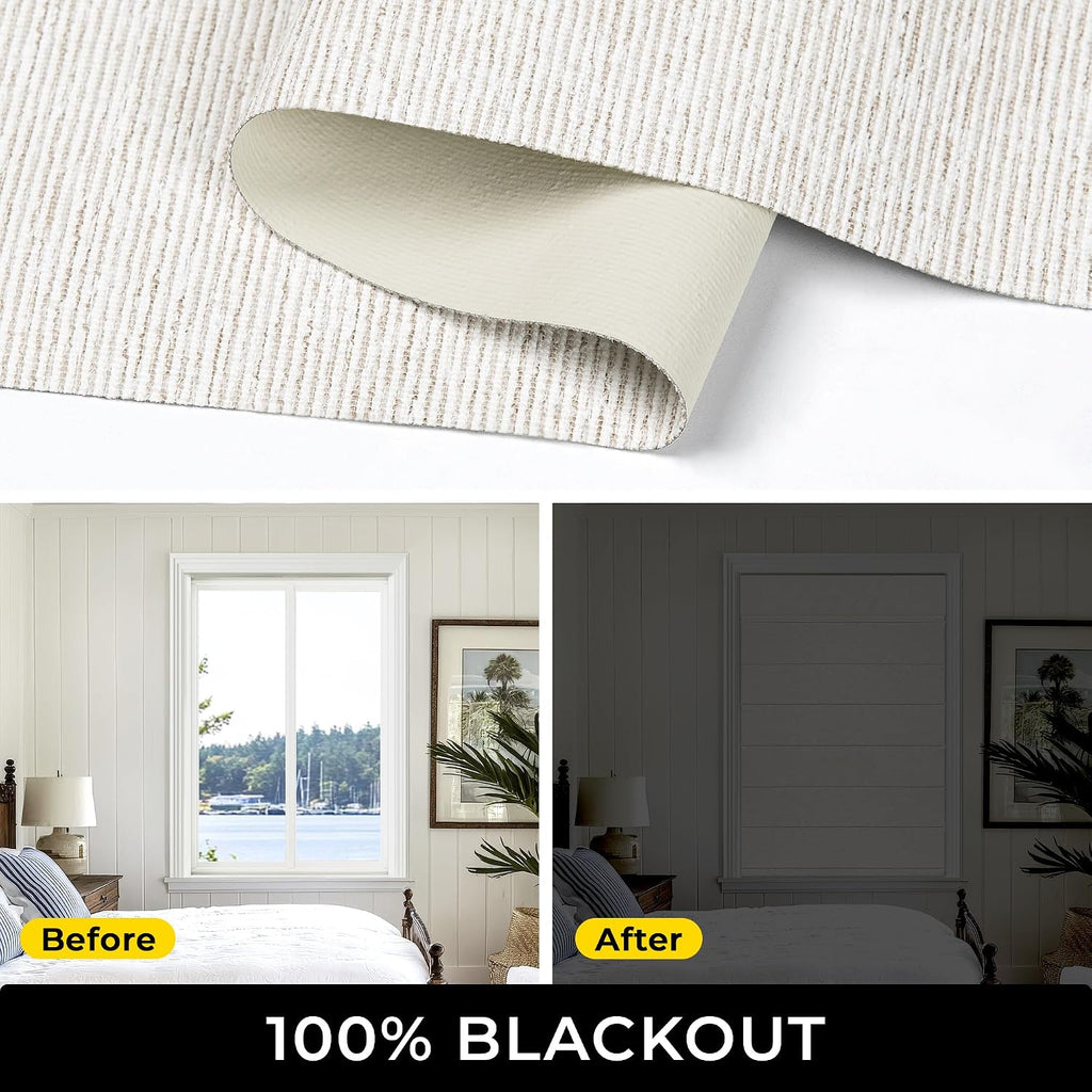 100% Blackout Cordless Roman Shades for Indoor Windows & French Doors - Blackout - Beige