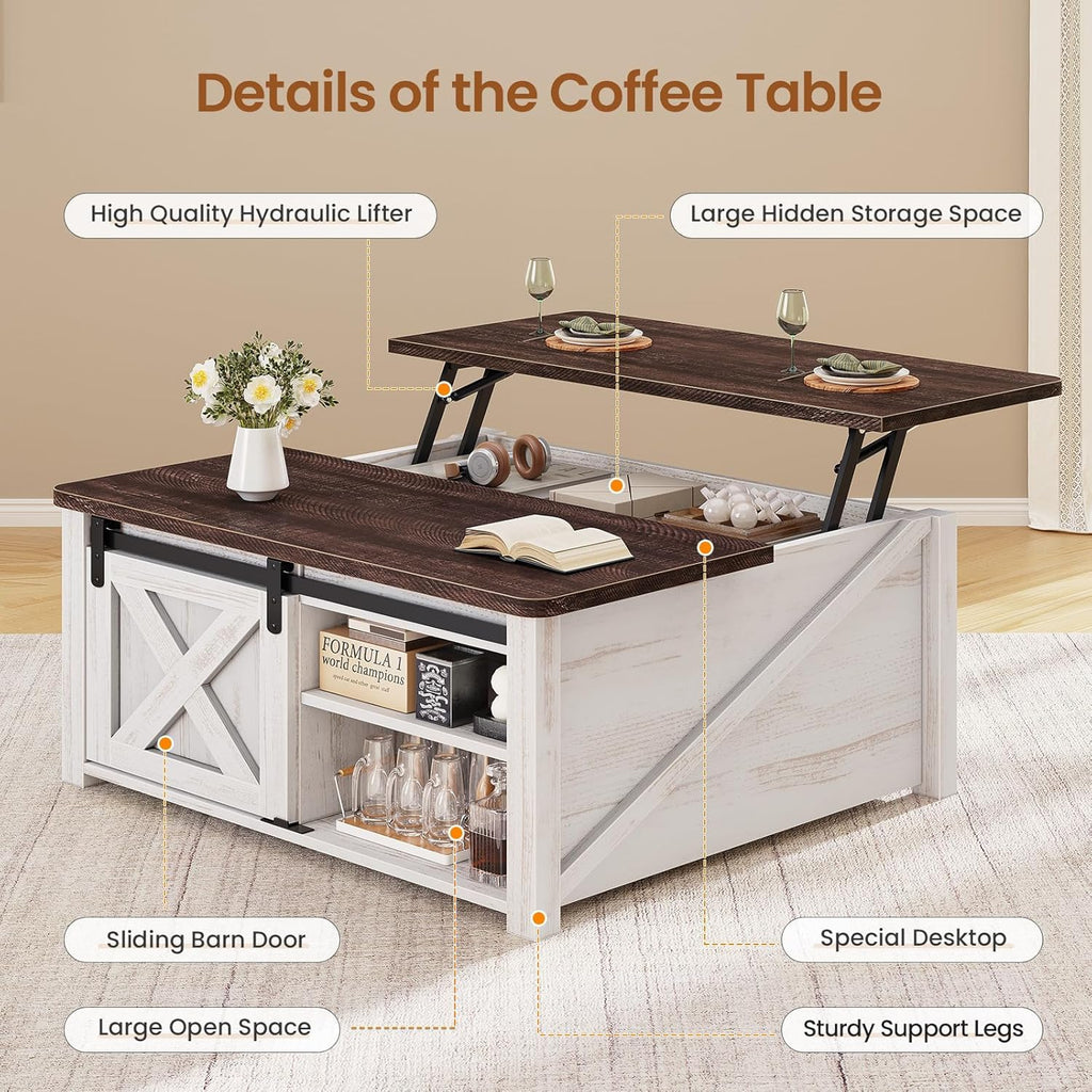 31.5" Lift Top Coffee Table with Storage, Square Coffee Tables