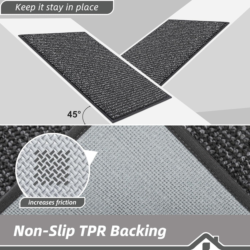 Kitchen Runner Rugs 24"x60", Kitchen Mats for Floor, Charcoal | Non-Slip Super Absorbent and Stain Resistant Kitchen