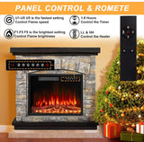 36 Inch Electric Fireplace with Mantel, 23 Inch Fireplace Insert Heater with Remote, Timer and LED Flame, Freestanding Space Heater, Faux Stone Gray