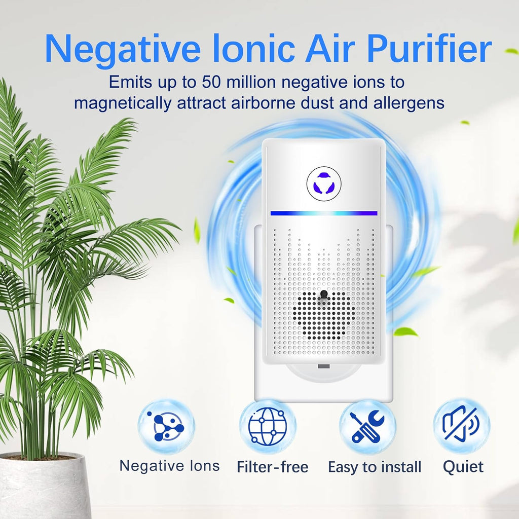 Air Ionizers for Home 4-Pack, Plug-in Air Purifier Ozone-Free & Filterless, Eliminates Pet Odors fro