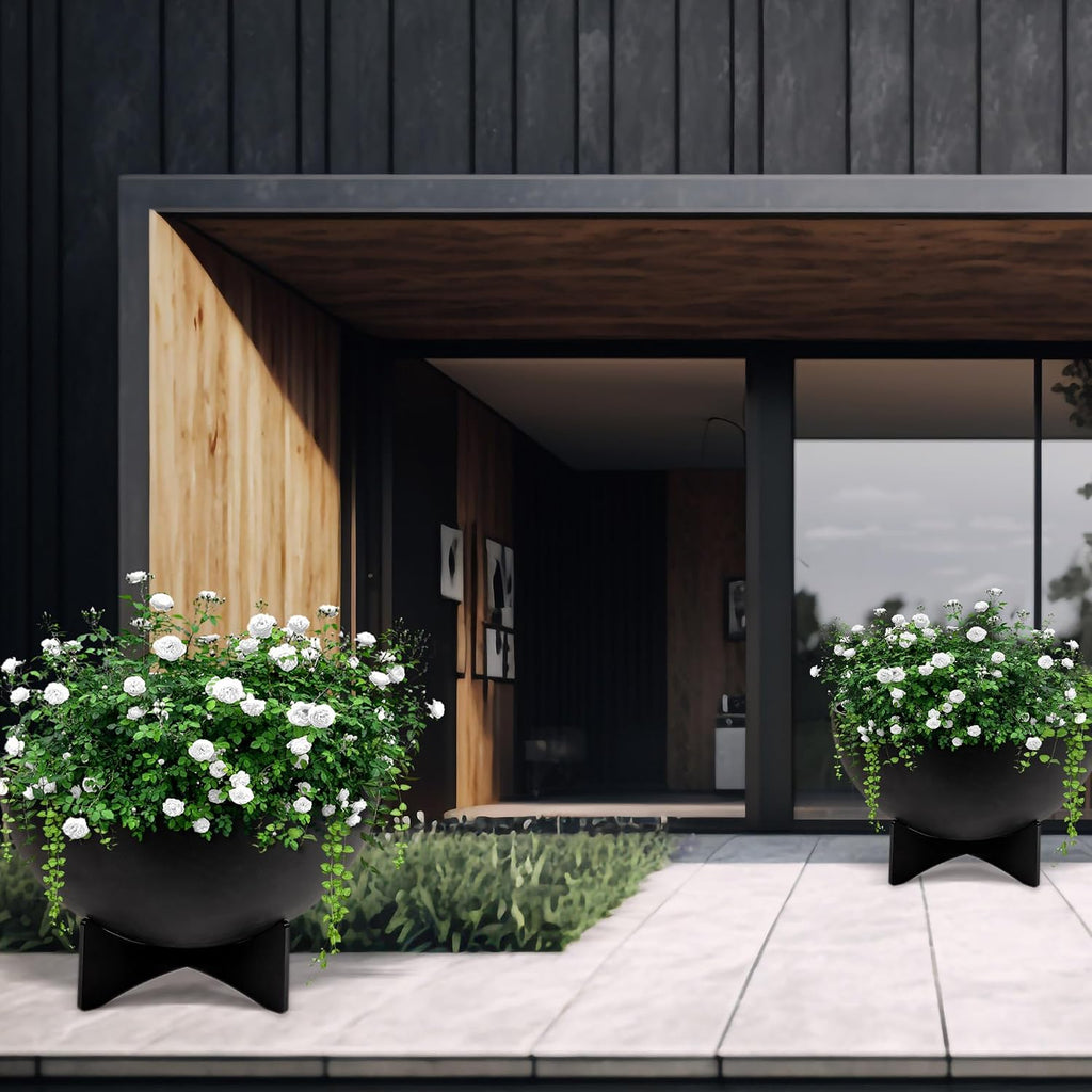 36" Massive Outdoor Solerno Garden Planter, Made from 100% Recycled Material, Weather-Resistant, Black - Durable