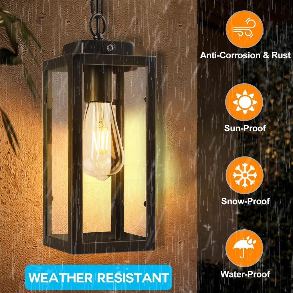 Outdoor Pendant Light Dusk to Dawn, 11'' Porch lights Outdoor Chandelier Hanging Ceiling Lights