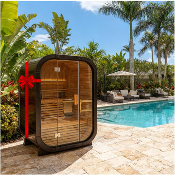 Outdoor Steam Sauna for 2 Person, Canadian Cedar Saunas Spa, Traditional Barrel Wooden Sauna with ETL-Certified 4.5KW