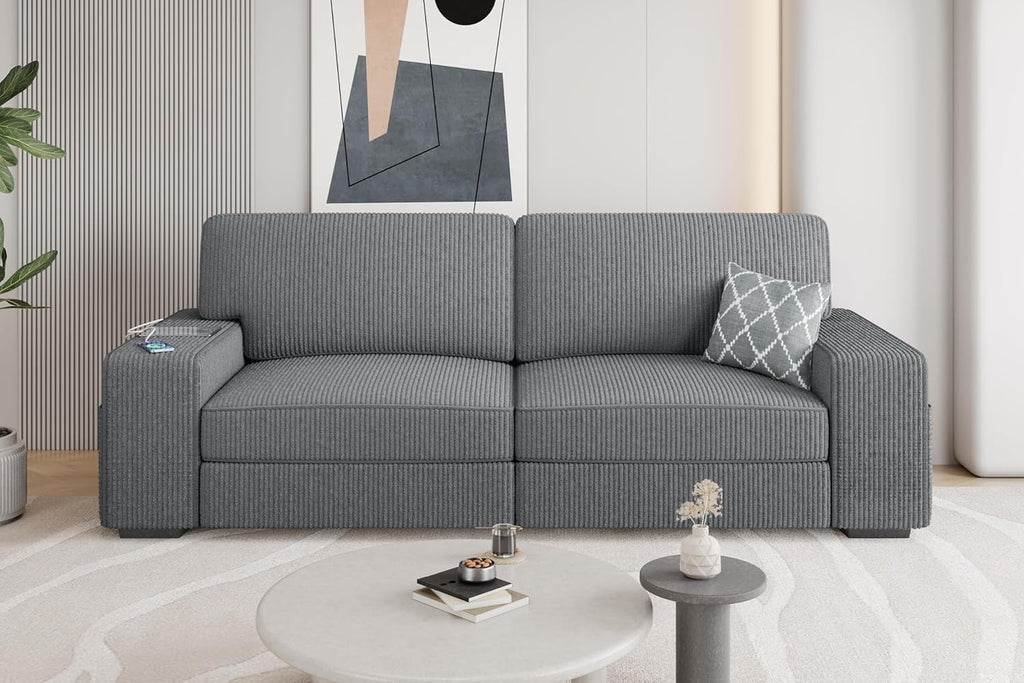 83.5" W Modern Sofa Couch Corduroy Fabric Sofa with Detachable Cover