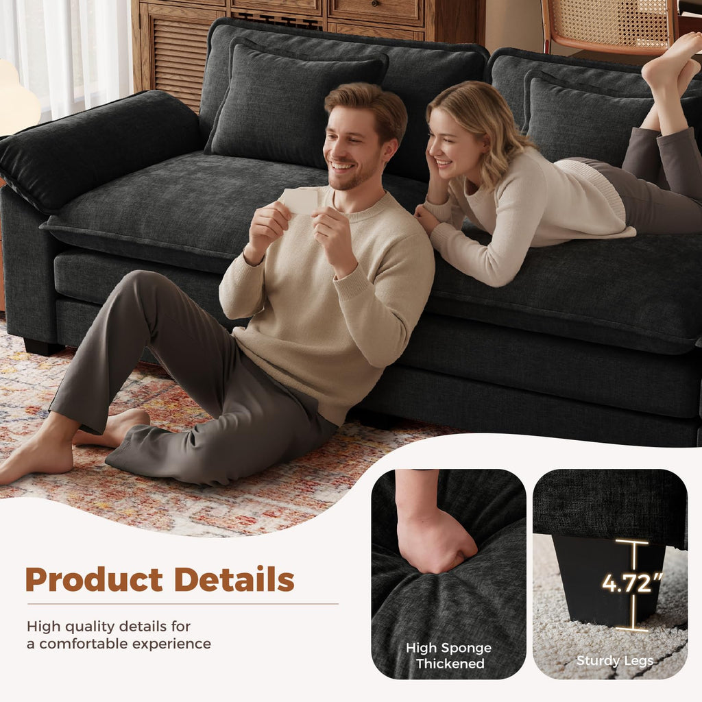 154" Modular Sectional Sofa, Comfy Cloud Couch with 4 Movable Ottomans, Oversized 8-Seater Chenille Deep Seat Sofa