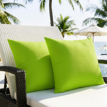 Waterproof Outdoor Throw Pillow Cover, 2 Pack Solid PU Coating Throw Pillow Case UV Protection Garden Cushion Cover