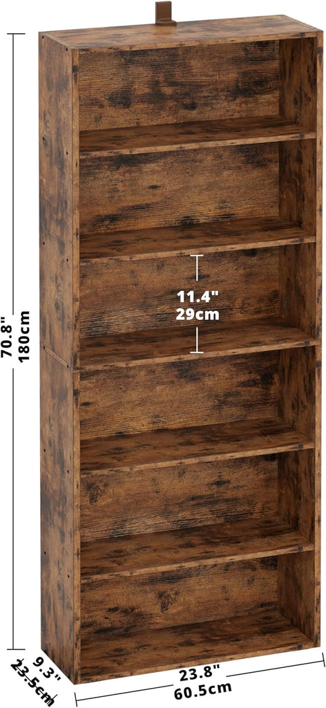 Industrial Bookshelves and Bookcases Floor Standing 6 Shelf Display Storage Shelves 70 in Tall Bookcase Home Decor