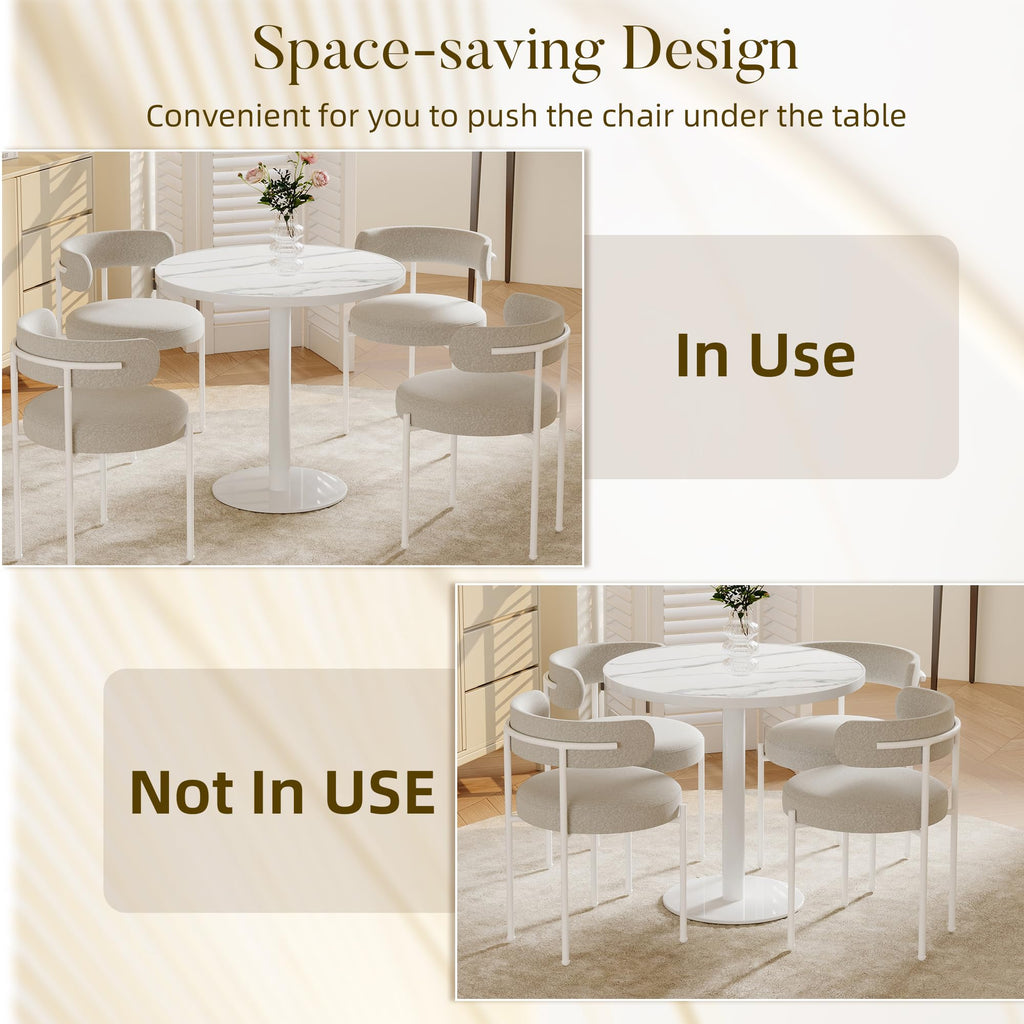31.5'' Tulip Table, Round Dining Table with Matte Sintered Stone Tabletop
