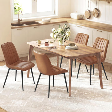 Dining Chairs Set of 4, Upholstered Kitchen Chairs, Synthetic Leather, Max. Load 264 lb, Steel Legs, Curved Backrest