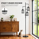 Dimmable Farmhouse Floor Lamp, Industrial Floor Lamp with 3 X 6W LED Bulbs, 3 Light Rustic Standing Tall Lamp, 68"