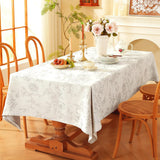 Premium Vintage Farmhouse Damask Floral 60 x 104 inch Rectangle Table Cloth - Water Resistant Linen 