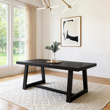 72 Inch Farmhouse Dining Table, Solid Wood Rustic Kitchen Table, Large Wooden Rectangular Dinner Table for Dining