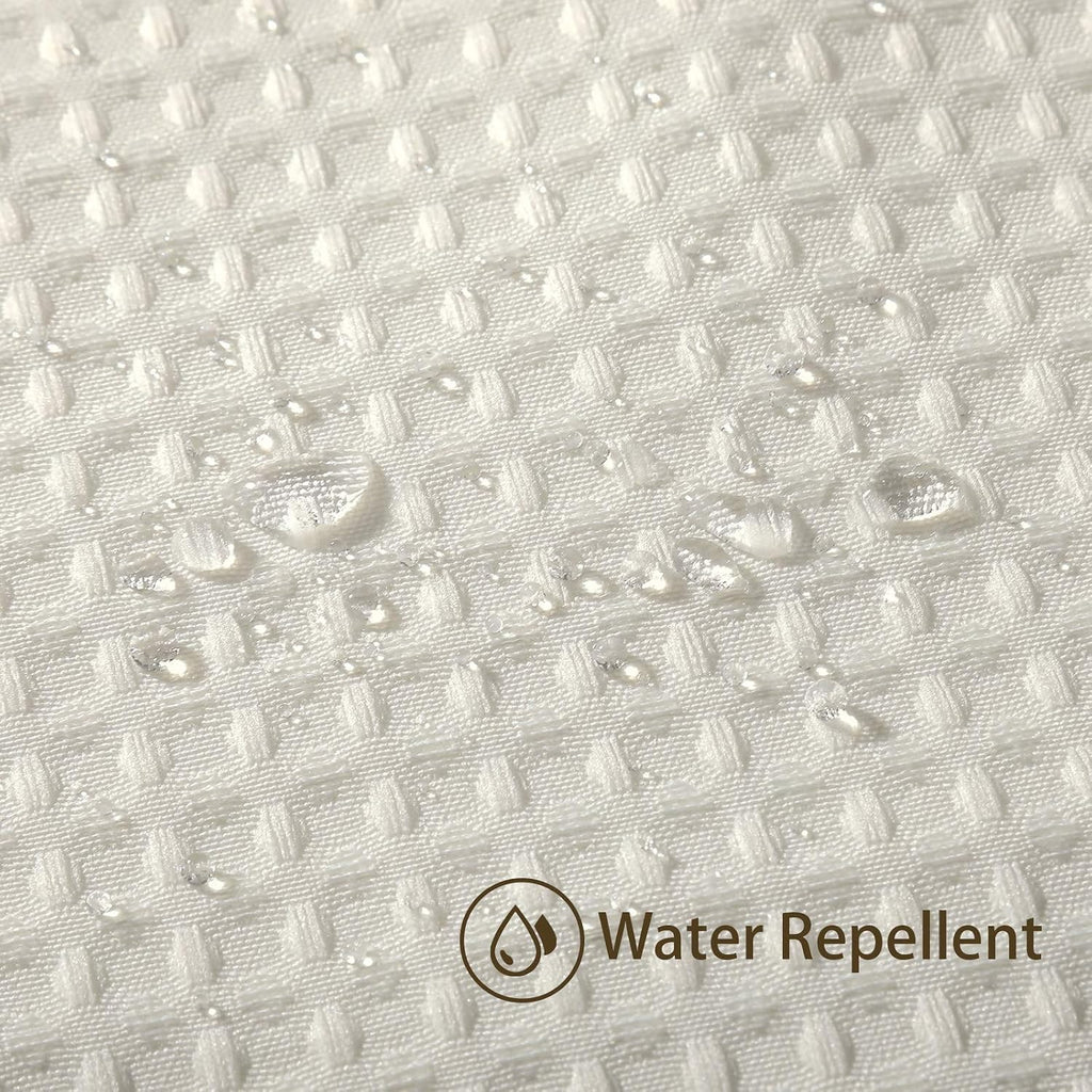 Waffle Weave Shower Curtain with Stainless Steel Hooks - 230 GSM Heavy Duty Fabric Bath Curtains, Hotel Luxury
